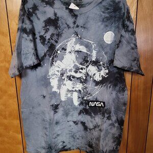 NASA Astronaut Shirt 2XL Acid Washed Tie Dye Short Sleeve GRAY New Fashion A3